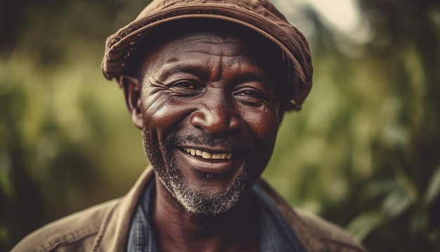 Un uomo che sorride guardando la fotocamera generata con sicurezza dall'intelligenza artificiale