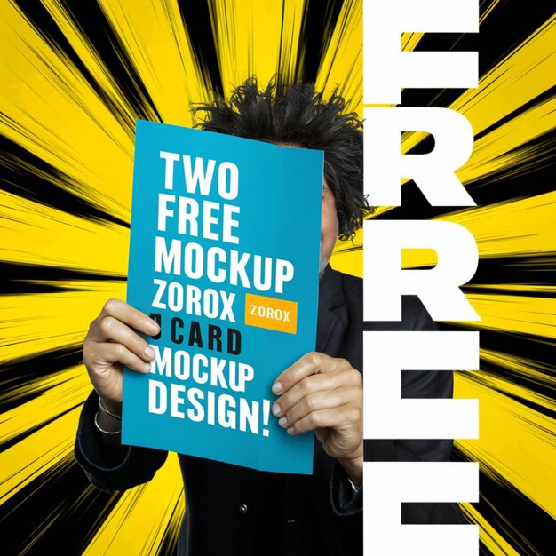 un uomo che tiene in mano un libro blu che dice free design