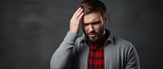 un uomo che tiene la testa tra le mani