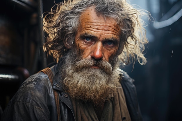 Un uomo con barba e baffi