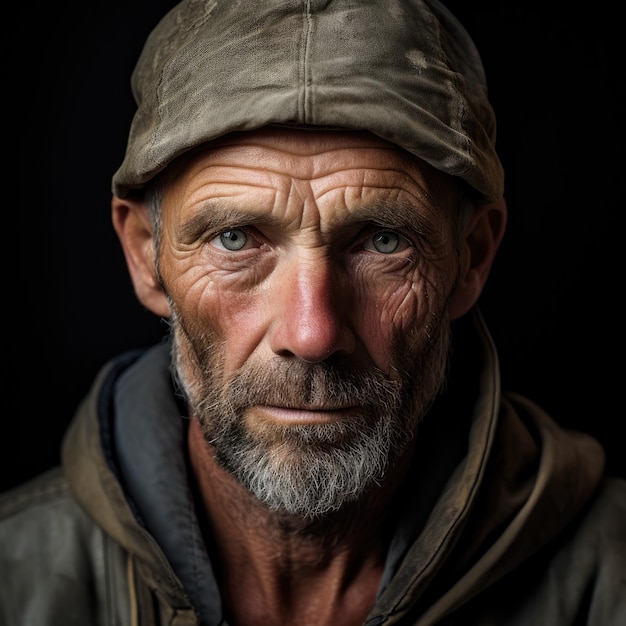 un uomo con barba e cappello