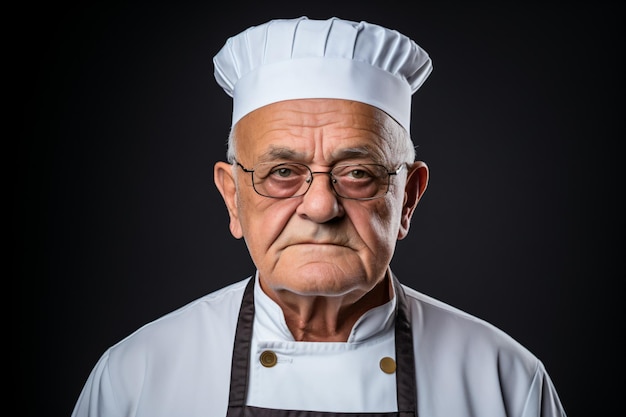 un uomo con cappello e occhiali da chef