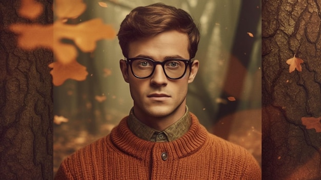 Un uomo con gli occhiali e un maglione marrone