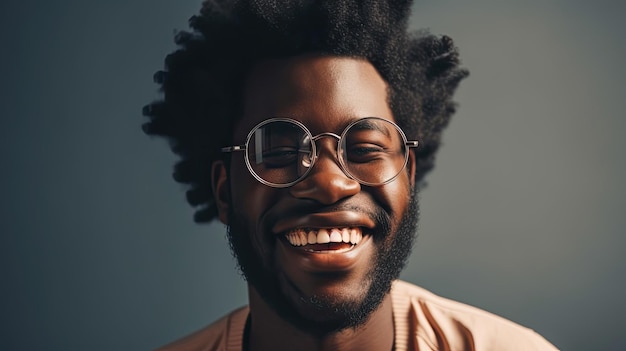Un uomo con gli occhiali sorride per la fotocamera.