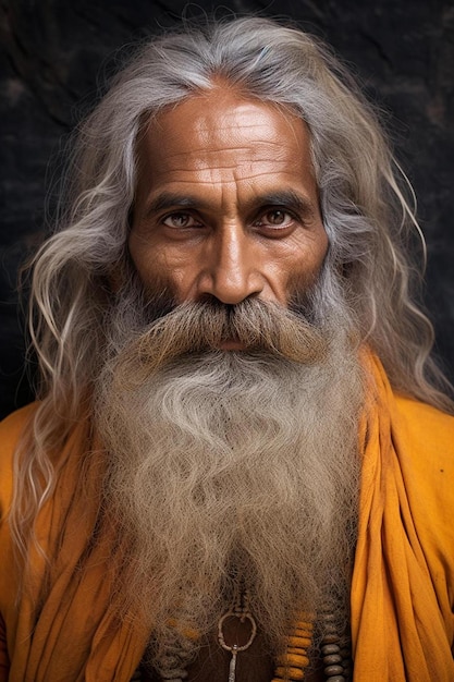 un uomo con i capelli lunghi e la barba