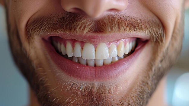 Un uomo con i denti bianchi.