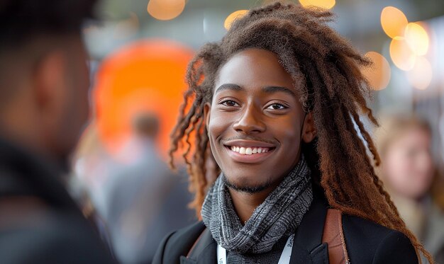 un uomo con i dreadlocks e una sciarpa attorno al collo