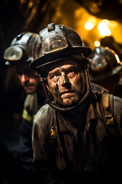 un uomo con l'elmetto e gli occhiali da pompiere si trova di fronte a un vigile del fuoco che indossa un elmetto