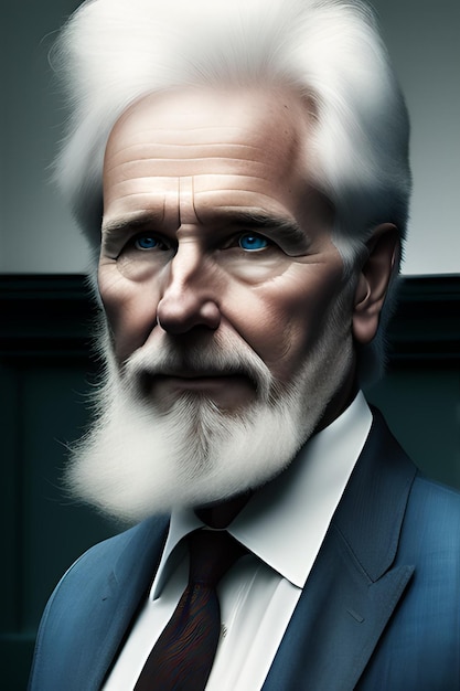 Un uomo con la barba bianca e gli occhi azzurri