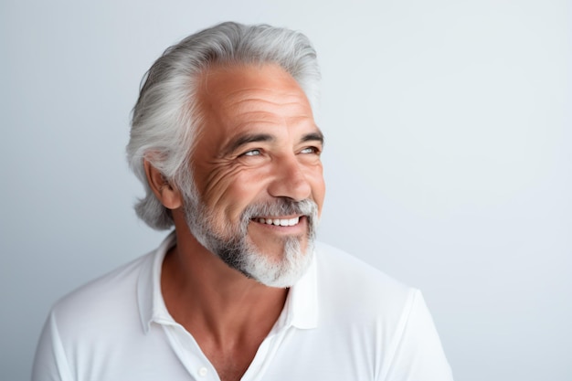 un uomo con la barba bianca e una camicia bianca