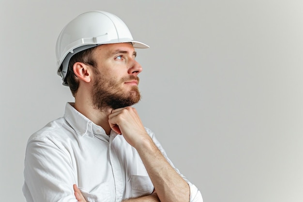 Un uomo con la barba che indossa un casco