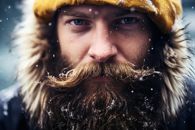 Un uomo con la barba e i baffi