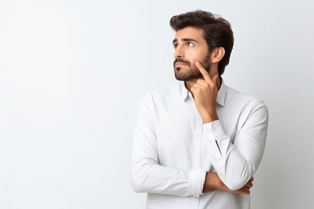 Un uomo con la barba e la barba guarda la telecamera.