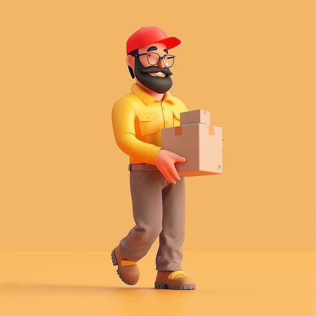 un uomo con la barba e un cappello rosso che porta una scatola
