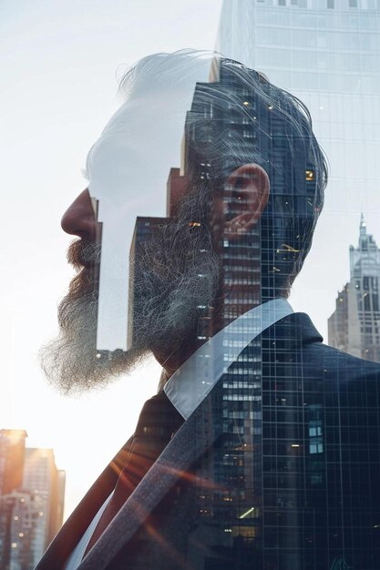 un uomo con la barba e un telefono in mano