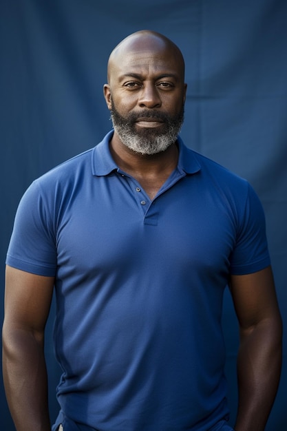 Un uomo con la barba e una camicia blu con le parole " la parola " sopra.