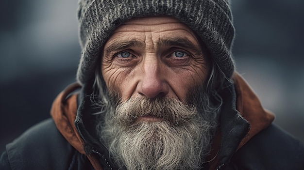 Un uomo con la barba grigia e un cappello