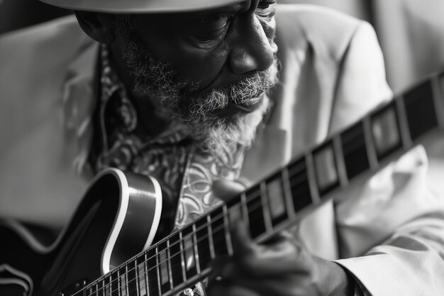 Un uomo con un cappello che suona la chitarra