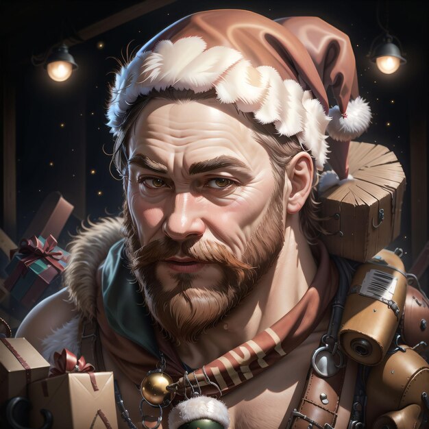 Un uomo con un cappello da Babbo Natale