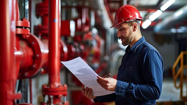 un uomo con un cappello rosso sta guardando un pezzo di carta