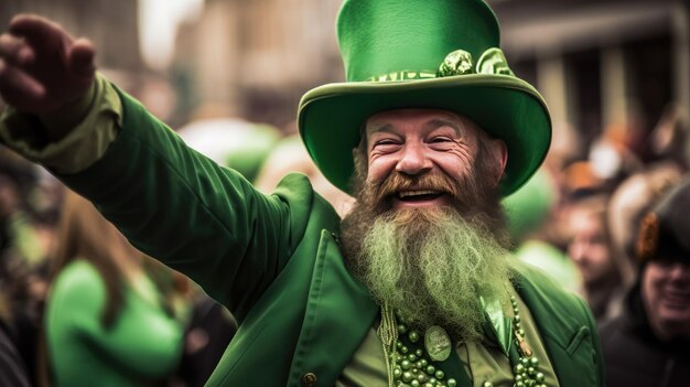 un uomo con un cappello verde e una cappella verde che agita.