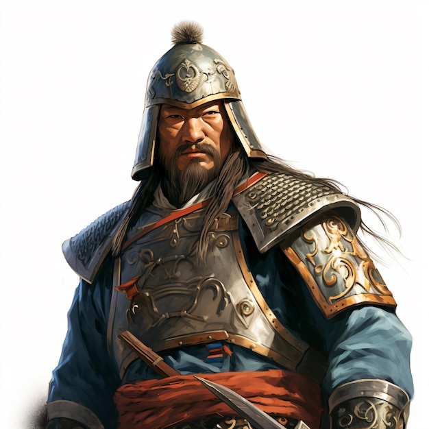 un uomo con un casco e un'armatura che tiene una spada