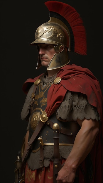 un uomo con un casco e un mantello rosso