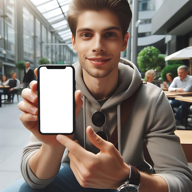 un uomo con un iPhone in mano