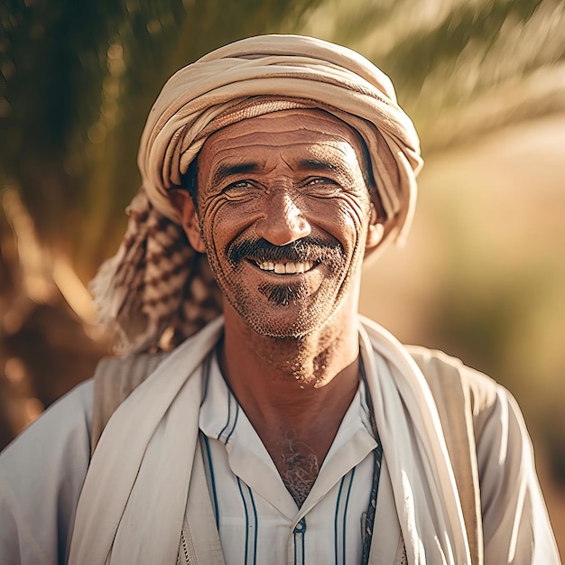 un uomo con un turbante bianco in testa