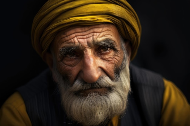 Un uomo con un turbante giallo