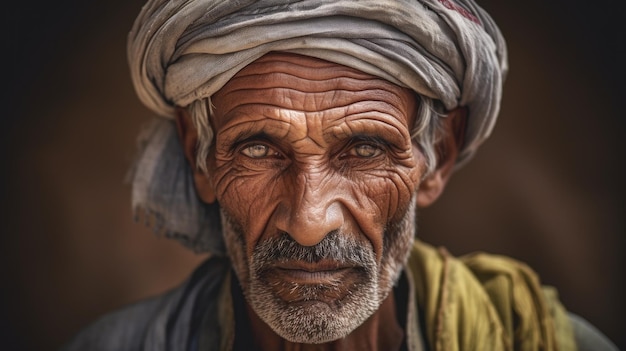 Un uomo con un turbante in testa