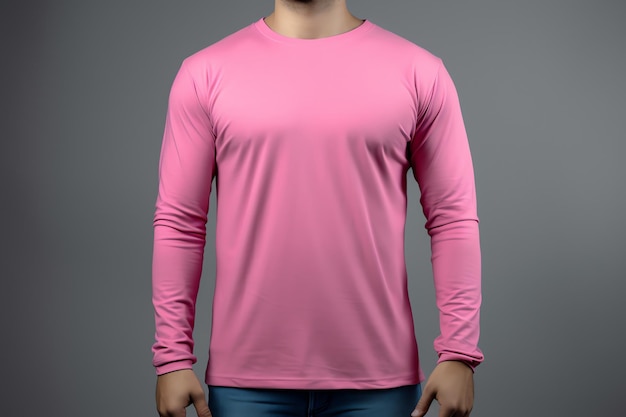 Un uomo con una camicia a maniche lunghe rosa