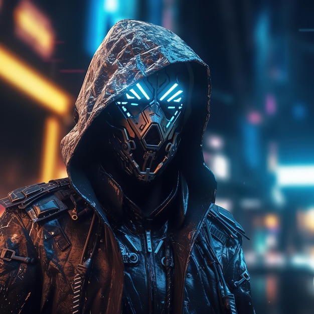 Un uomo con una felpa con la scritta cyberpunk sopra.