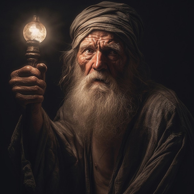 Un uomo con una lampadina in mano tiene in mano una luce.