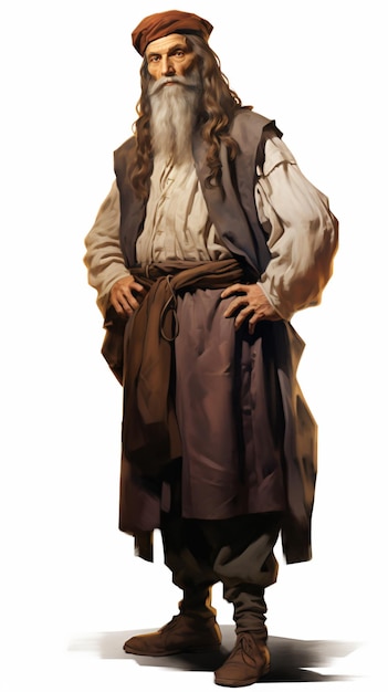 un uomo con una lunga barba e un cappello