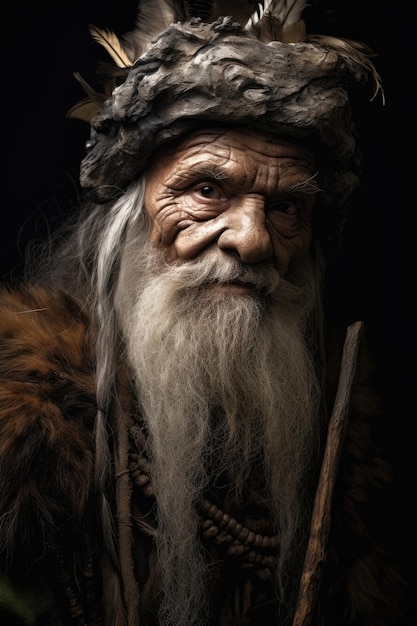 Un uomo con una lunga barba e un cappello