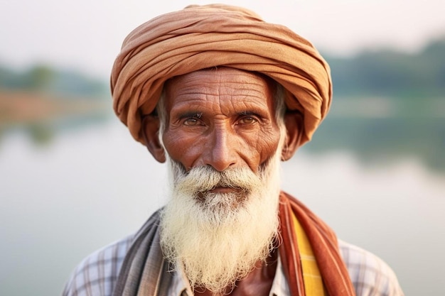 un uomo con una lunga barba e un turbante