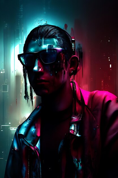 Un uomo cyberpunk