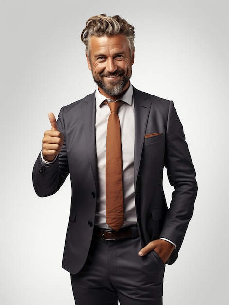 un uomo d'affari felice su sfondo bianco trasparente immagine realistica ultra hd high design