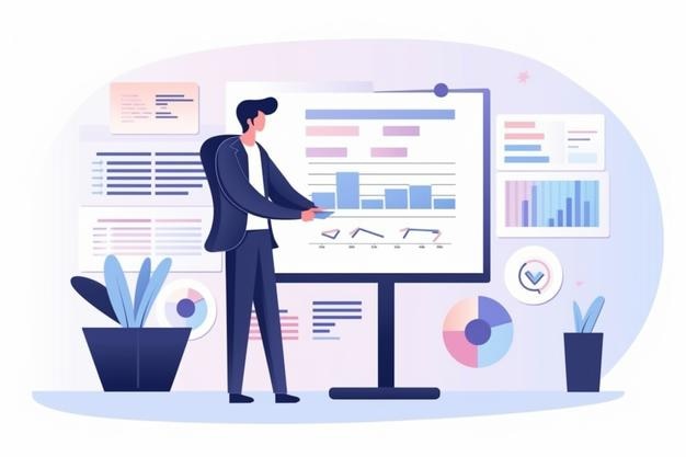 Un uomo davanti a un computer su cui è visualizzato il diagramma di un grafico.