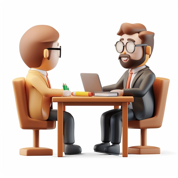 un uomo e un uomo seduti a una scrivania con un laptop