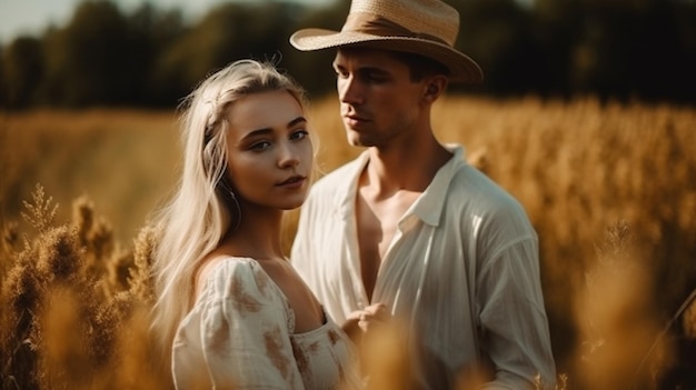 Un uomo e una donna in un campo