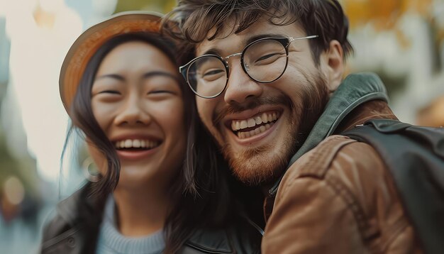 Un uomo e una donna sorridono alla telecamera.