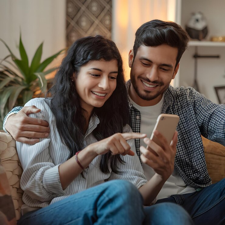 un uomo e una donna stanno guardando un cellulare