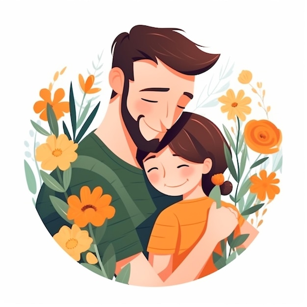 un uomo e una ragazza che si abbracciano in cerchio circondati da fiori ai generativi