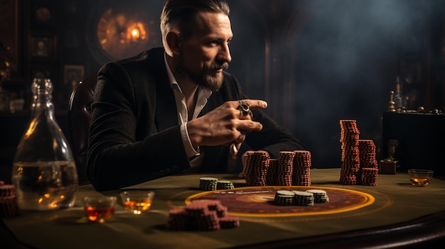 un uomo elegante giocatore professionista di casinò