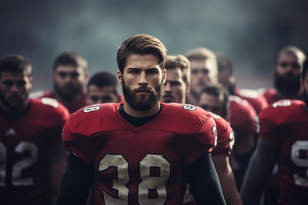 un uomo gioca a football americano nello stadio