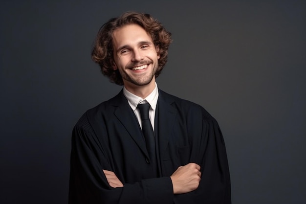 Un uomo in giacca e cravatta con i capelli ricci e un sorriso sul volto.