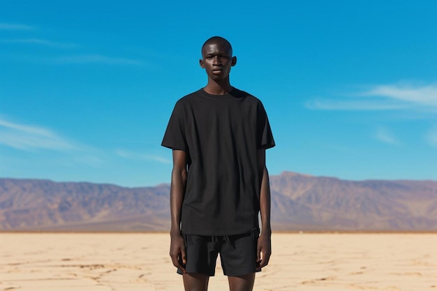 un uomo in piedi in mezzo al deserto