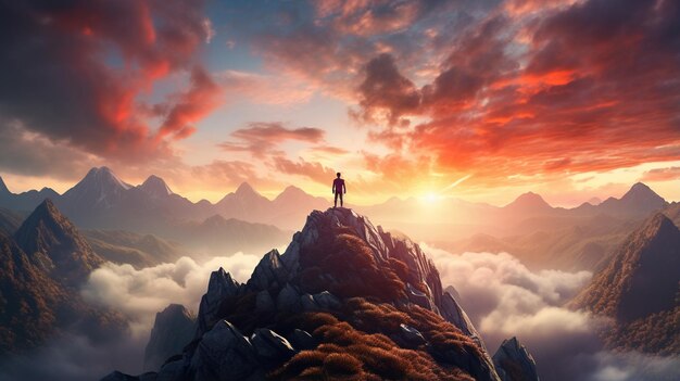 un uomo in piedi vicino a una montagna